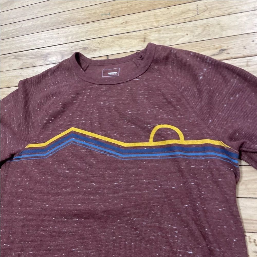 Sonoma Pique Knit Sweater Men XL Red Burgundy Sunshine Graphic Outdoor Active XL - Picture 14 of 16